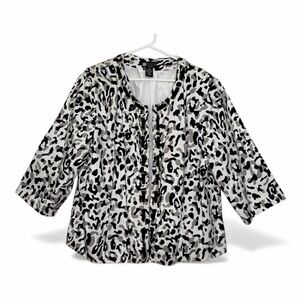 Vintage Carole Little Woman Black and White Patterned Blouse jacket size 2X